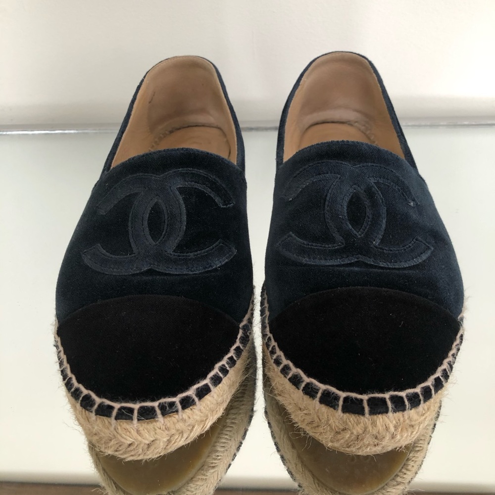 Chanel Espadrilles Black Velvet 39
